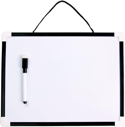 Magnetic Dry Erase Board VIZ-PRO, Children Drawing Board/Kids Writing Whiteboard, Black Plastic Frame, 12" x 8"