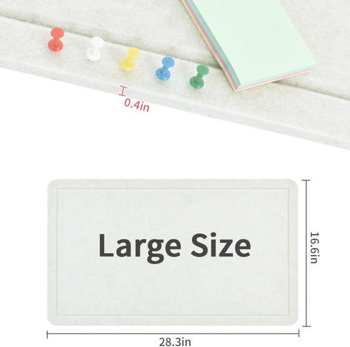 Beige White 28"x16" Large Cork Board with 50 Push Pins & Sticky notes, Self-Adhesive Bulletin Board No Damage for Wall, Felt Pin Board for Paste Notes, Photos, Schedules Offices Home by Vuzvuv