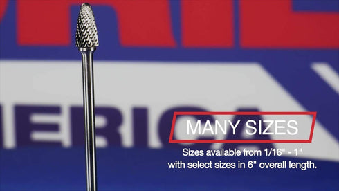 Drill America SF-4 Carbide Burr/Rotary File Tree Radius End Double Cut for Die Grinder 7/16" Dia. x 1" Cut Length