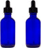 GreenHealth 2oz Cobalt Blue Glass Dropper Bottles, Pack of 2, Refillable, UV Protection