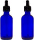 GreenHealth 2oz Cobalt Blue Glass Dropper Bottles, Pack of 2, Refillable, UV Protection