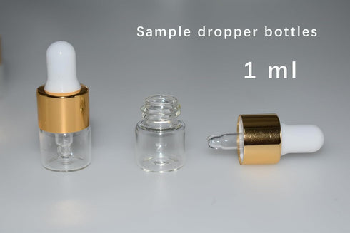 Small Dropper Bottle, 10pcs 1ml Mini Glass Sample Dropper Bottles for Travel Liquids tiny by Hustar