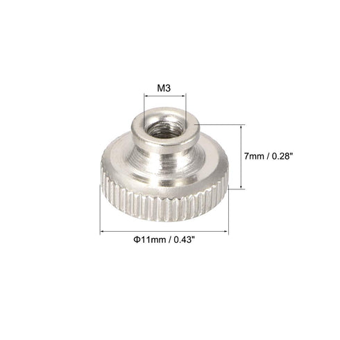 uxcell 10Pcs Knurled Thumb Nuts, Iron Round Knobs Fasteners M3x0.5mm for 3D Printer Parts, Silver Tone