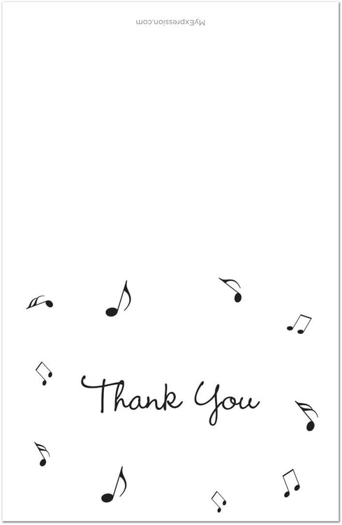 MyExpression.com 50 Pack Black Music Notes Thank You Cards