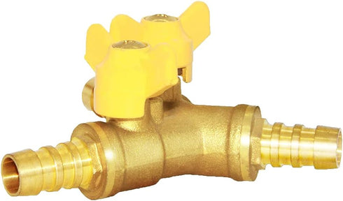 Joywayus 3/8" ID Hose Barb, Y Shaped Type 3 Way Brass Shut Off Ball Valve Fitting, Large Flow