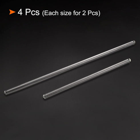 MECCANIXITY 3.3 Borosilicate Glass Stir Rod Mixing Tools, 7.87" and 11.81" Length, Round Ends, 4in2 Sets