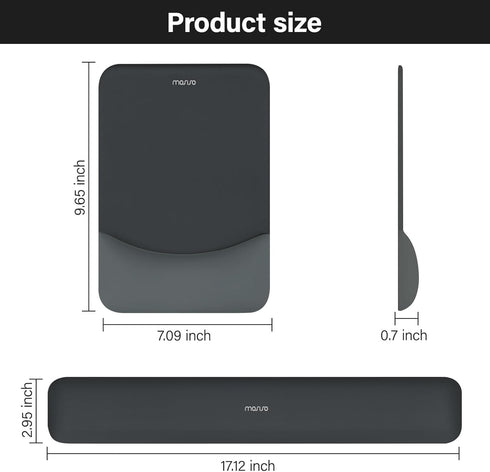 MOSISO Wrist Rest Support for Mouse Pad & Keyboard Set, Ergonomic Non-Slip Base Home/Office Pain Relief Pad with