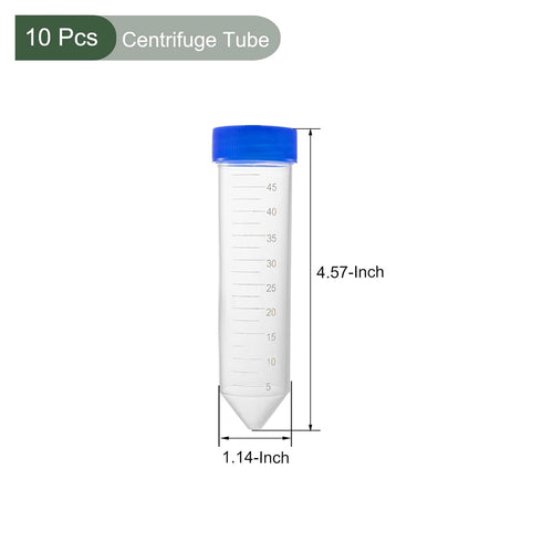 YOKIVE Pack of 10 Plastic Centrifuge Tube, Laboratory Tube with Conical Bottom | Identify Fill Level, Great for Molecular Biology (Blue, 45ml)