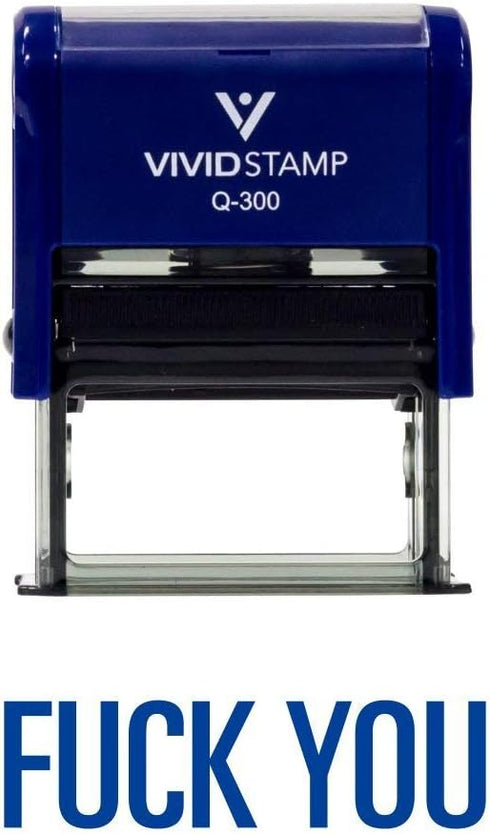 Fuck You Self-Inking Office Rubber Stamp, Large, Blue