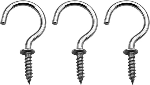 30 Pcs (304) Stainless Steel Screw Ceiling Hooks - 1 Inch Cup Hook Screw-in Light Hooks