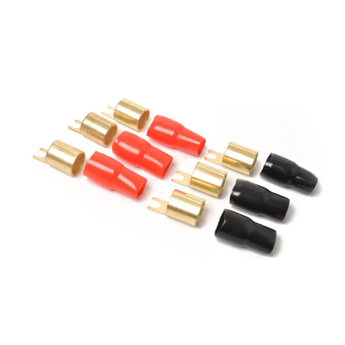 Premium 0/1 Gauge Wire Connectors, Pack of 3 Pairs Gold Plated Spade Connector for Amplifier Wiring Kit