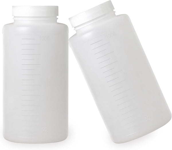 1000ml/34oz Plastic Lab Chemical Reagent Bottle Wide Mouth Secure Sample Sealing 2 Pcs