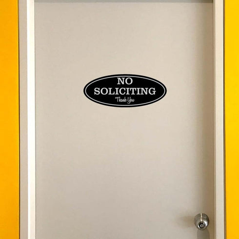 Oval No Soliciting Sign, Dark Brown, Small