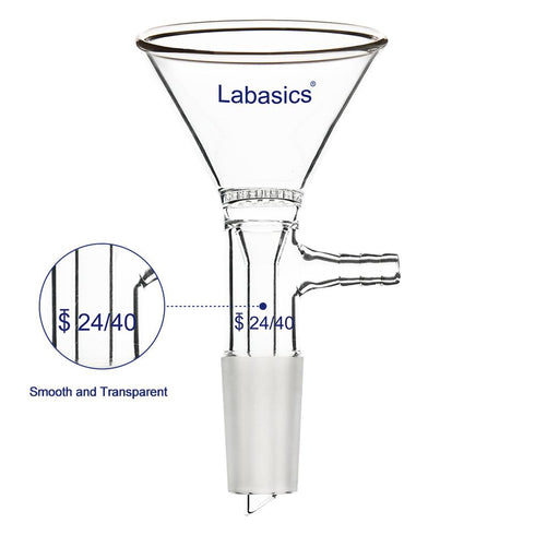 Borosilicate Glass Filter Funnel, 75mm Top Outer Dimension, Triangular Shape with Glass Filter Plate