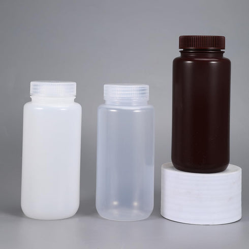 16.9 oz Wide Mouth Lab Reagent Bottle, Sealed Leak-proof Translucent HDPE Pill and Water Sample Bottle (2 Pcs)