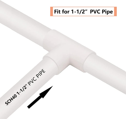 5 Pack 3 Way 1-1/2" PVC Tee Pipe Fittings Connector (Socket x Socket x Socket) for Water Supplies and PVC Furniture