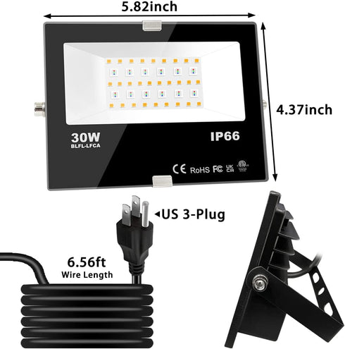 30W 300W 120 2700K, Lights,IP66 3-Plug (2 Pack) MELPO Led Flood Light Outdoor Equivalent, Color Changing RGB Lights