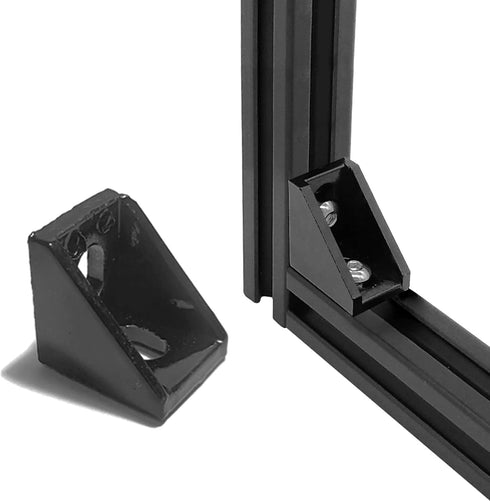 24 Sets Black 2020 Series Aluminum Extrusion Profile Connector Set, 24 pcs Corner Brackets, 48 pcs T-Nuts