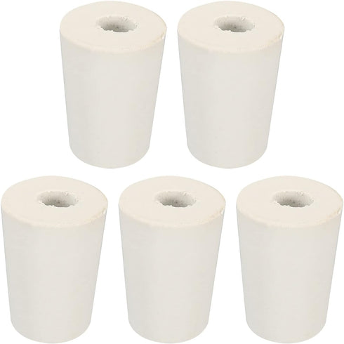 MECCANIXITY Rubber Tapered Plug, 5 Pieces, 15mm to 20mm with 8mm Hole for Test Tubes, White
