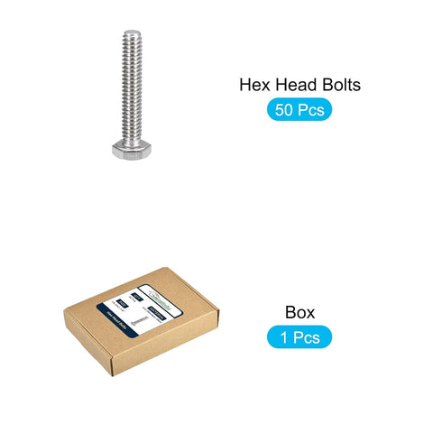 Hex Bolts 50Pcs (1/4-20x1-1/4"), 316 Stainless Steel Fully Threaded Hex Head Screws for Furniture Repair