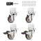 Heavy Duty Casters Set of 4 with Brake, L-Shape Side Mount TPR Plate Caster Wheels for Baby Bed, Carts, Kitchen