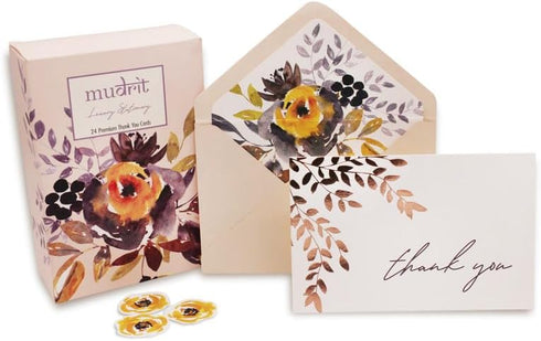 4x6 Inch, 250 (Pack 40) Thank You Cards with Envelopes and Stickers, Gold Foil Floral Design, GSM Heavy Card Stock