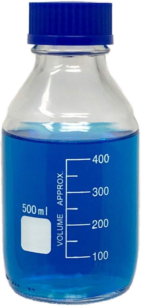 Karter Scientific 500ml Glass Round Media Storage Bottles with GL45 Screw Cap, Borosilicate Glass, Pack of 6