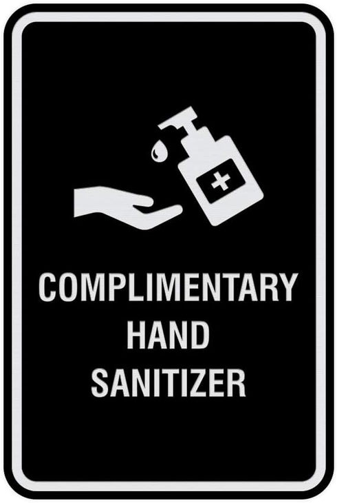 Signs ByLITA Portrait Round Complimentary Hand Sanitizer Sign (Black/Silver) - Large