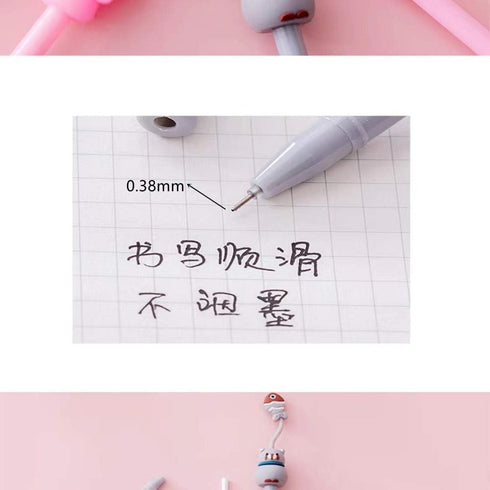 Cartoon Animal Ink Gel Pens, 0.38mm Ball Point Writing Instruments for School and Office, 8 Pack