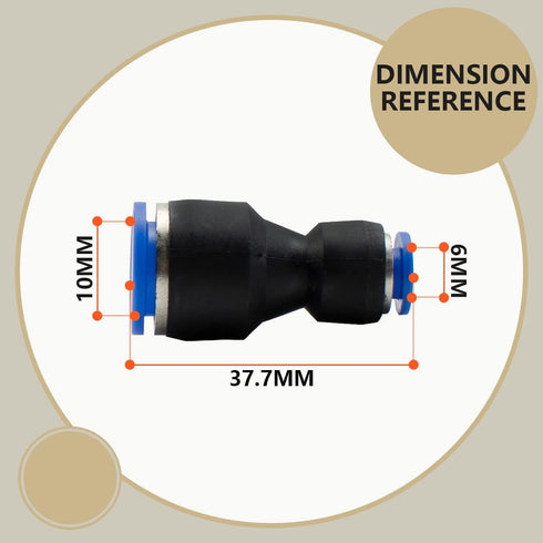4 Pcs 6mm to 10mm Pneumatic Straight Reducing Push to Connect Adapter Quick Release Reducer Fittings (PG6-10) by Bwintech