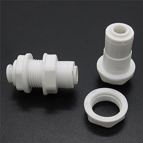 Lemoy 1/4 inch Plastic Bulkhead Fitting Tubing, Quick Connectors Pipe Fittings for Reverse Osmosis Drinking Water, Pack