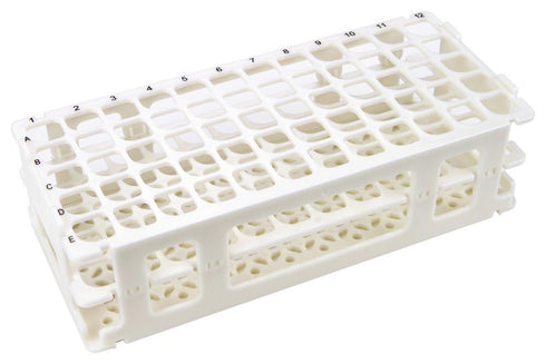 Caplugs Evergreen 240-3201-W8SI Test Tube Rack for 16 mm Tubes, 60 Places, Polypropylene, White