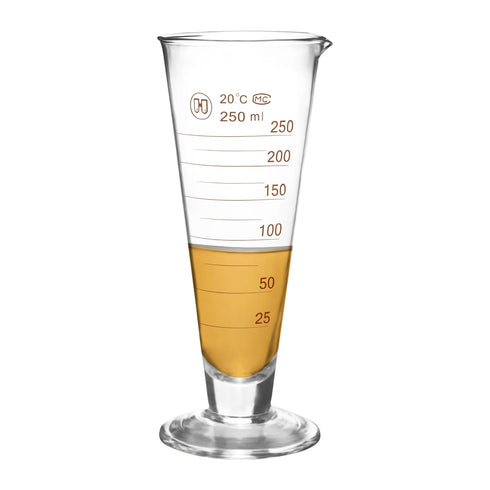 Professional Graduated Measuring Cup - 250ml Wide Mouth Glass Conical Beaker, Heat Resistant
