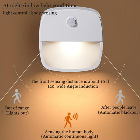 6000K Light/3000K Hallway,Garage,2 Pack Consss Motion Activated Night Light,Nightlights with Light Sensors Dual Color