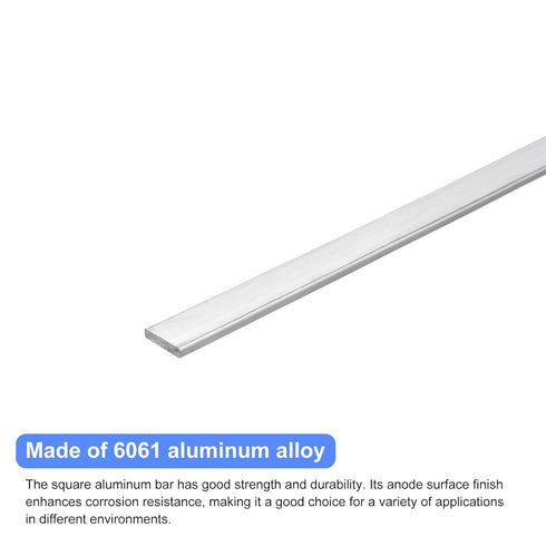 uxcell Square Aluminum Flat Bar, 2Pcs 1/8" Thick 0.6" Width 12" Length - 6061 Aluminum Flat Plate for Industrial