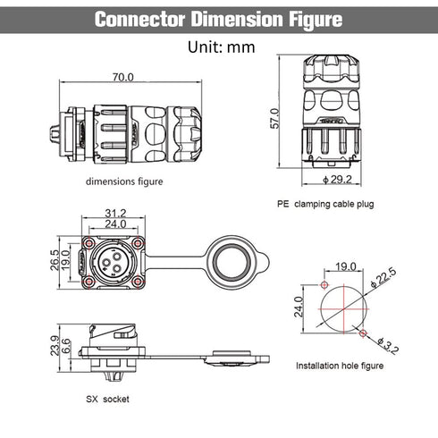 3 Pin Waterproof Connector, Industrial Electrical Connector for Automotive, Marine, RV, Solar, Indoor/Outdoor