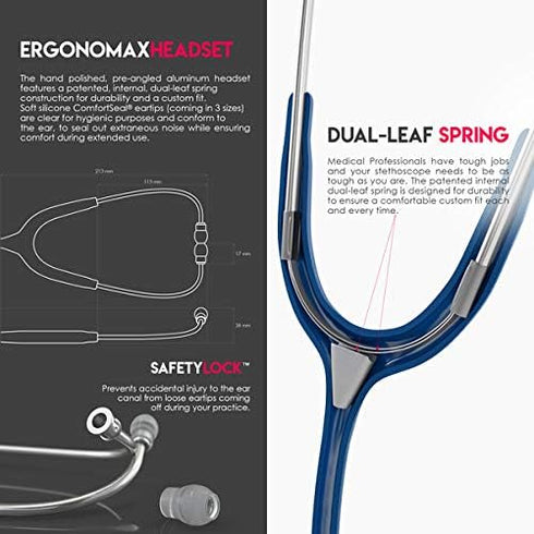 Chestpiece-Headset, MDF747XP04 MDF Instruments, Acoustica Lightweight Stethoscope for Doctors, Nurses, Students, Home