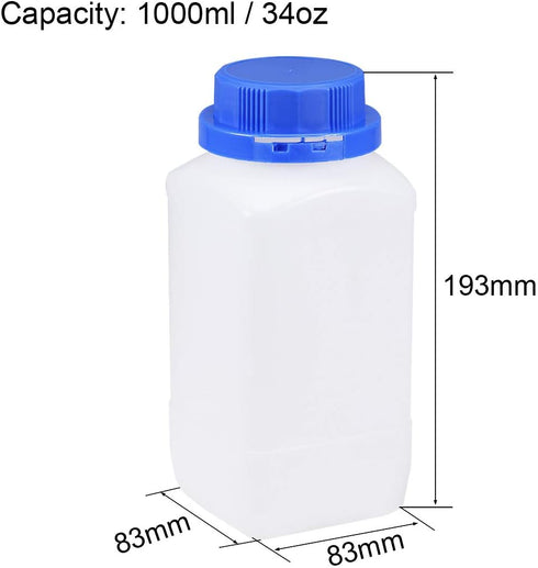 uxcell Plastic Lab Chemical Reagent Bottle 1000ml/34oz Wide Mouth Sample Sealing Liquid Storage Container Blue by uxcell
