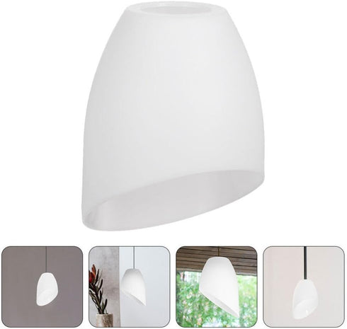 2pcs 42mm Angoily Plastic Small Lamp Shade Floor Light Covers Replacement White Shade Covers Inclined Horseshoe Shape