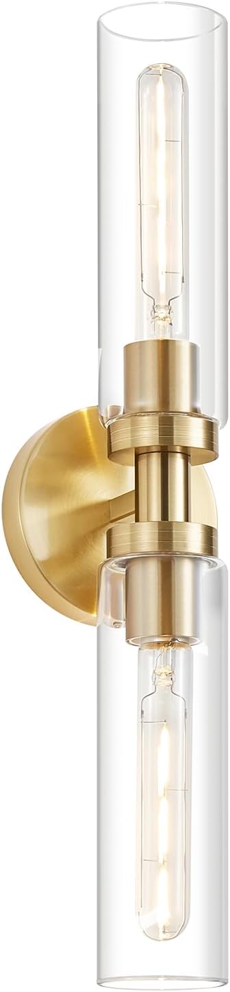 Lanhall 2-Light Brushed Brass Gold Bathroom Light Fixtures Over Mirror Modern Vanity