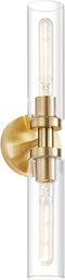 Lanhall 2-Light Brushed Brass Gold Bathroom Light Fixtures Over Mirror Modern Vanity
