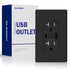 ELEGRP USB Charger Wall Outlet, USB Receptacle with Type A & Type C Ports, 20 Amp Duplex Tamper Resistant, Wall Plate