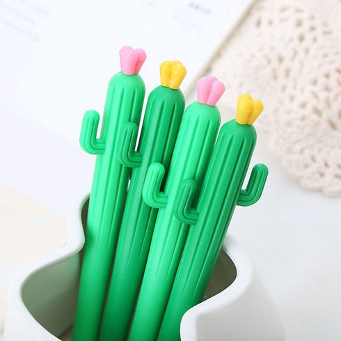 Pack of 30 Cactus Shaped Ballpoint Pens, 0.5mm Black Gel Ink Writing Pen for School Home Office Supplies