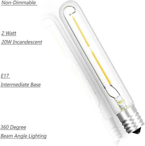 Bonlux LED T6.5 Exit Sign Clear Light Bulbs, 2W E17 Intermediate Base, Daylight 6000K, 4-Pack, 20W Incandescent