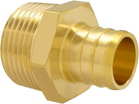 Hooshing 5 Pack Brass Crimp Fitting, 3/4 Inch x 3/4 Inch NPT Male Adapter