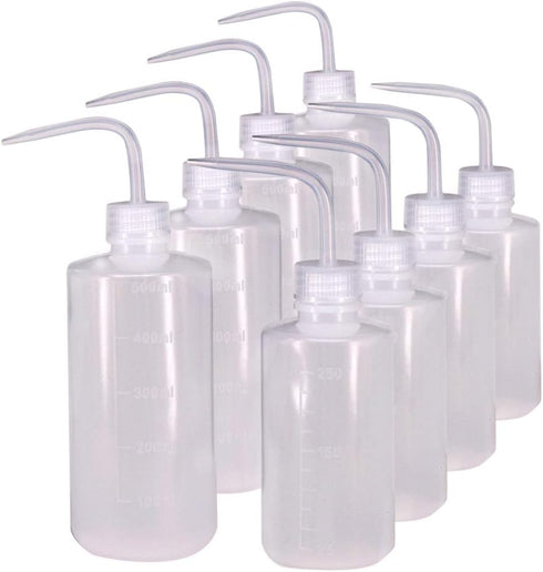 250ml + 500ml Plastic Safety Wash Bottle, Narrow Mouth, 8 Pack (Each Size 4)