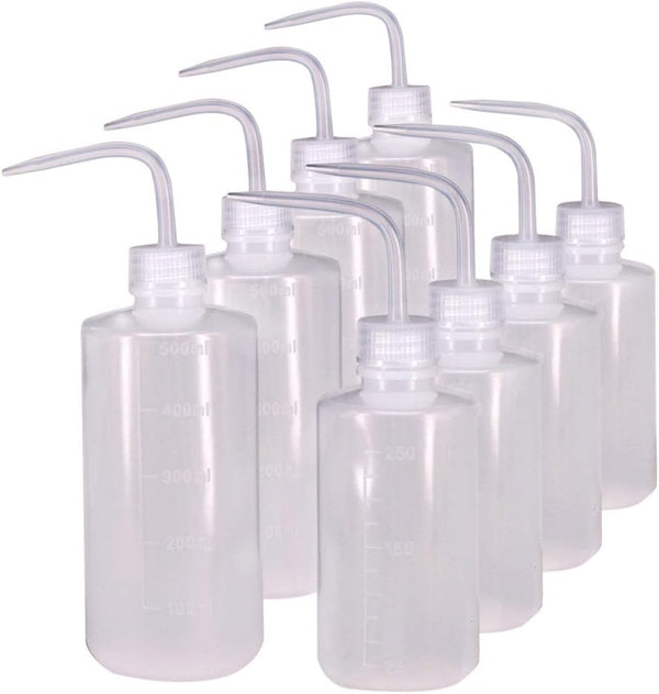 250ml + 500ml Plastic Safety Wash Bottle, Narrow Mouth, 8 Pack (Each Size 4)