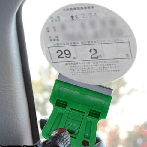 1.5 inches High Visibility Mini Razor Blade Scraper - Green Paint Window Scraper with 5 Metal Blades