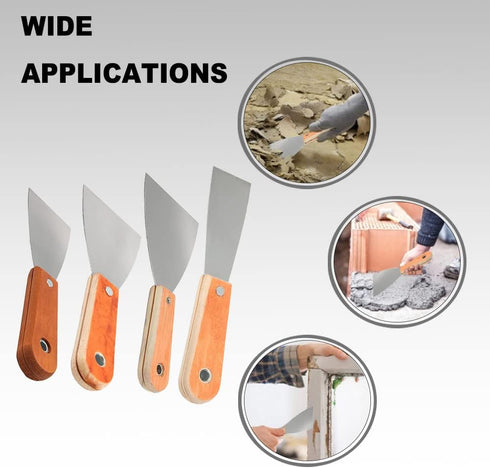 Utoolmart Putty Scraper, 1" Cr-V Steel Stiff Putty Knives with Wooden Handle, 2Pcs