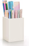 Pen Holder for Desk, Beige Nordic Elegance Square Silicone Pencil Cup Stand for Home, Kids, School Supplies